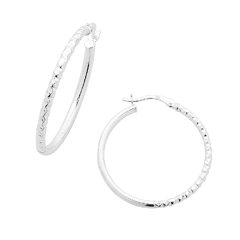 cute dangle earrings for women -Sterling Silver Hoop Earrings