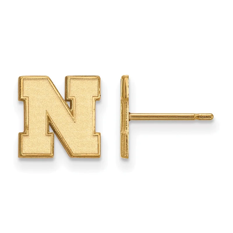 statement crystal earrings for women -14k Yellow Gold University of Nebraska XS (Tiny) Post Earrings