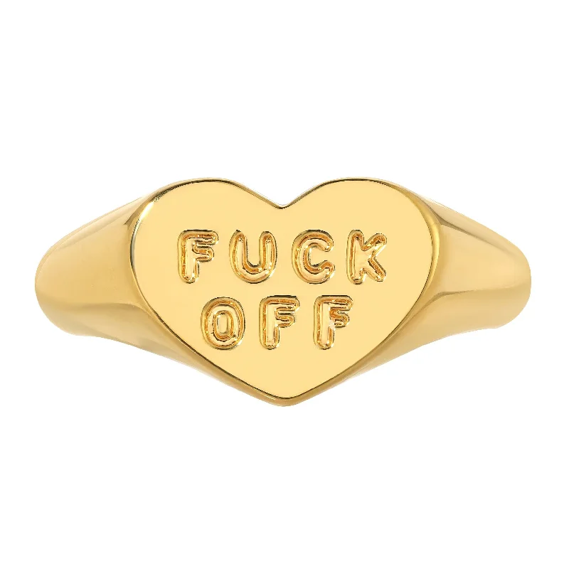 custom wedding bands for women -Fuck Off Ring - Gold