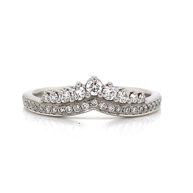 bold wedding bands -Platinum Princess Earth Grown Diamond Crown Ring