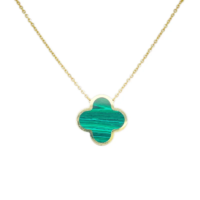 special occasion necklaces for women -14k Gold & Malachite Clover Necklace