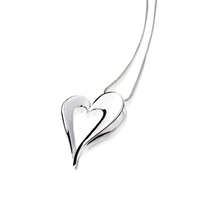 multi-layer necklaces for women -Adore Silver Heart Pendant Necklace