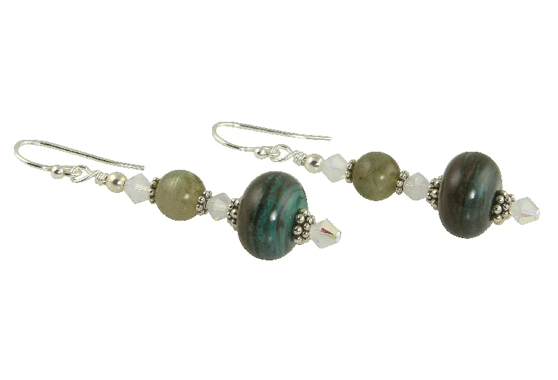 statement hoop earrings for women -Verde Gray Lampwork Bead Earrings