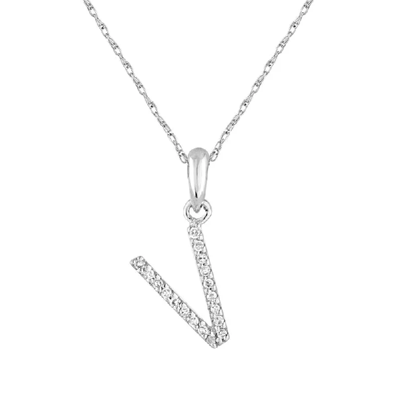 elegant necklaces for women -14k Gold & Diamond Initial Necklace- V