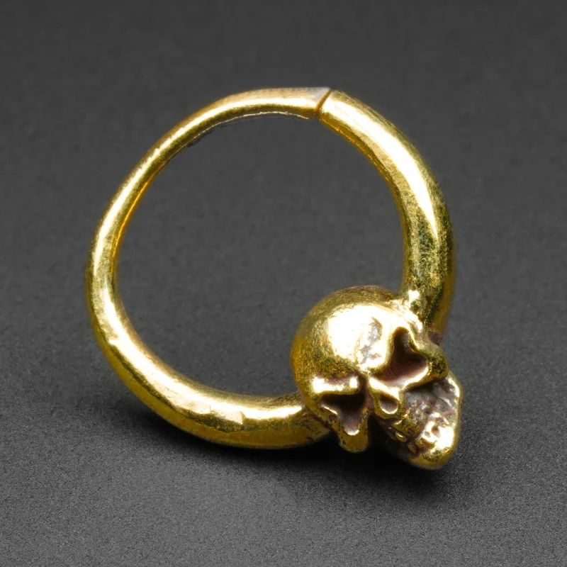 white gold engagement rings -Evil Skull Brass Seamless Septum Ring