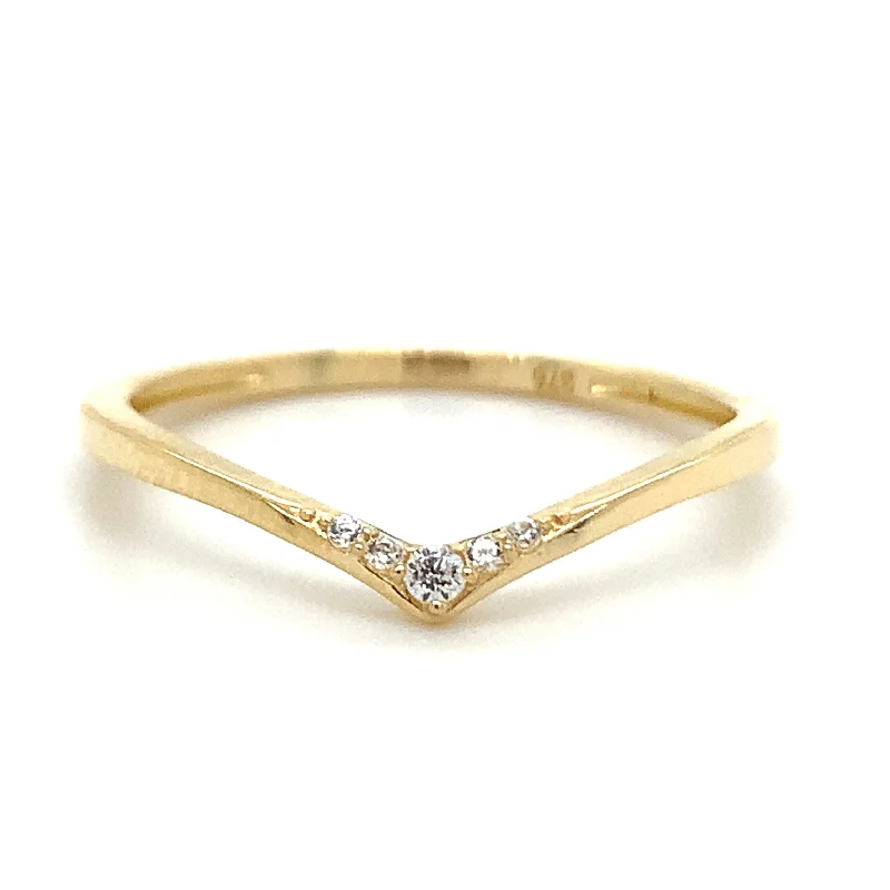 gemstone wedding rings -9ct Yellow Gold Cz Wishbone Ring