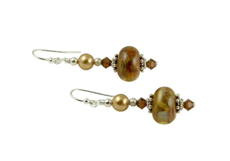 fashion hoop earrings for women -Golden Wonder Lampwork Bead Earrings