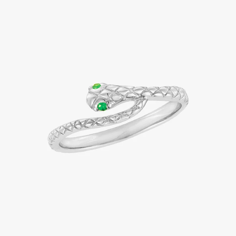 wedding rings for women -Textured Snake Ring Silver