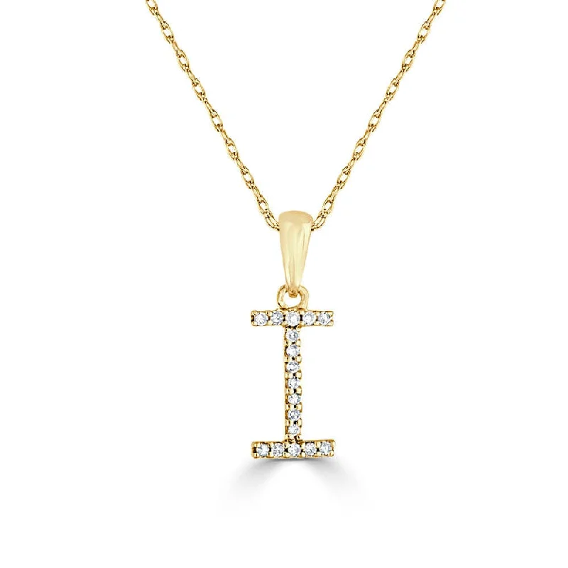 elegant charm necklaces for women -14k Gold & Diamond Initial Necklace- I