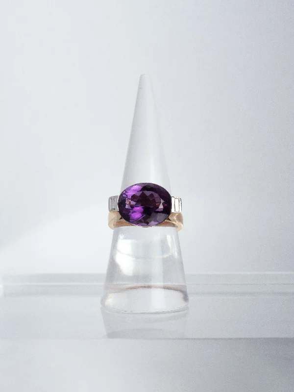 emerald-cut engagement rings -Donna Lacis - Amethyst Ring with diamonds