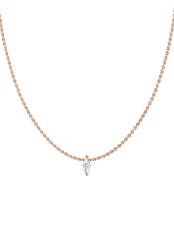 statement necklaces for women -Marquise 18K Rose Gold Necklace w. Lab-Grown Diamond