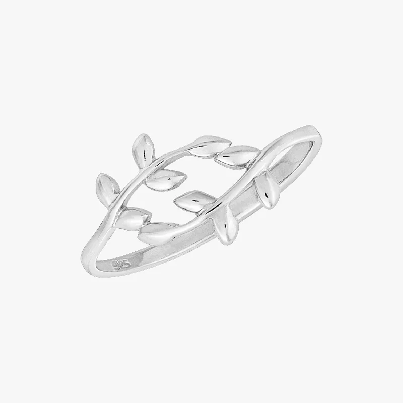 radiant-cut rings for women -Vine Leaf Ring Silver