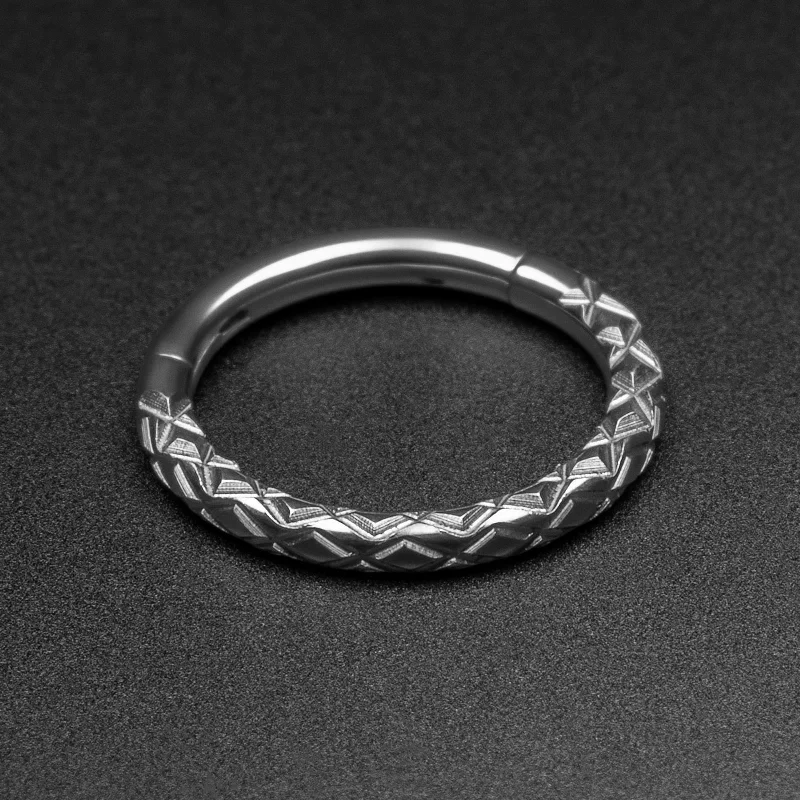 boho rings for women -Snake Skin Titanium Septum Clicker Ring