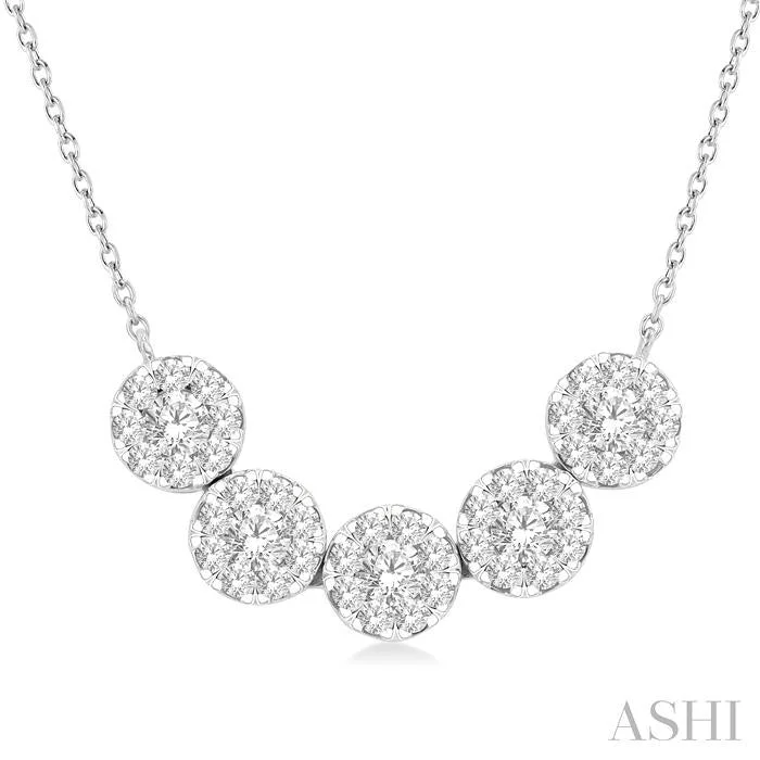 pendant necklaces for women -ROUND SHAPE 5 STONE LOVEBRIGHT ESSENTIAL DIAMOND SMILE NECKLACE