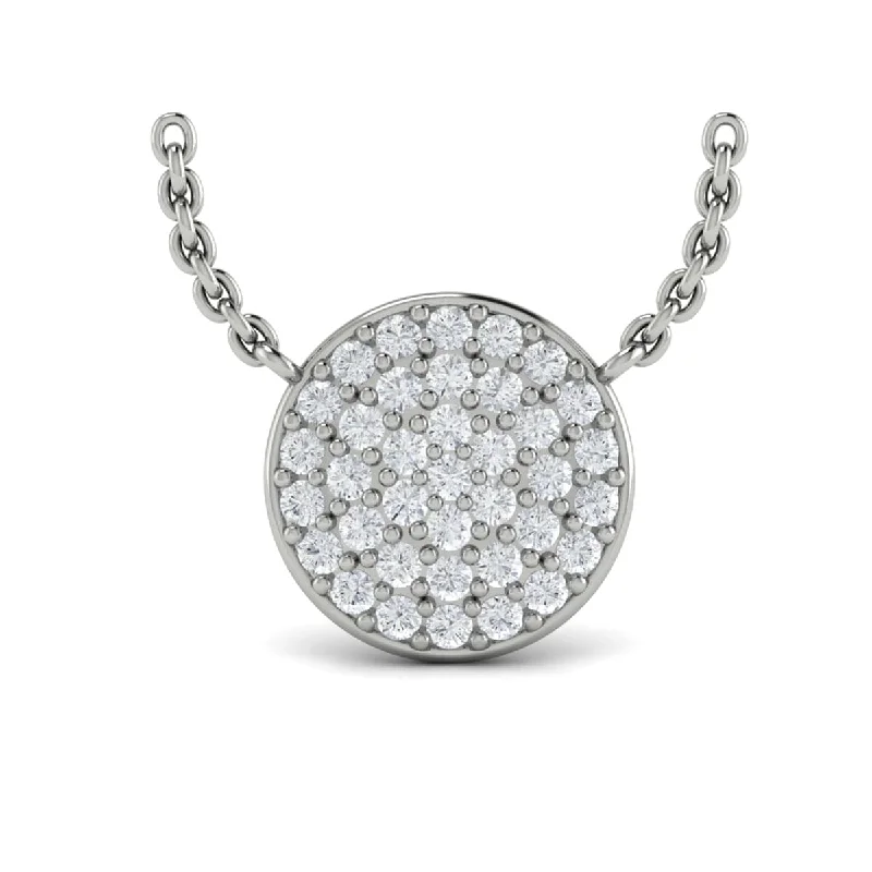 bridal necklaces for women -Diamond Disc Pendant Necklace