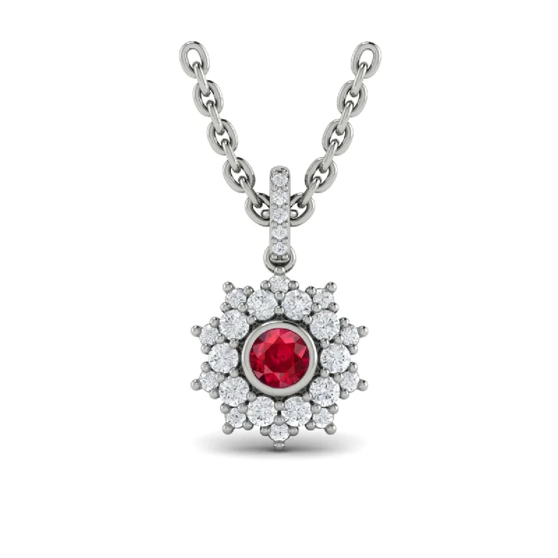 sapphire necklaces for women -Diamond Star Cluster and Ruby Pendant Necklace