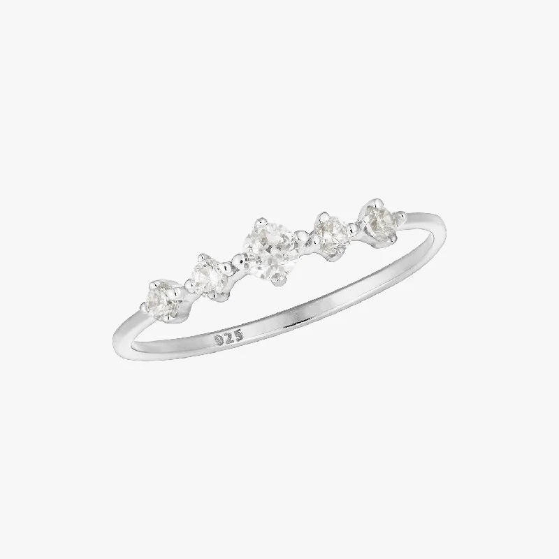 cushion-cut rings for women -Tiara Pave Ring Silver