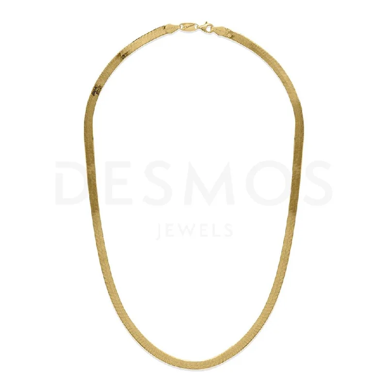 elegant gemstone necklaces for women -Desmos Yellow Gold Herringbone Necklace