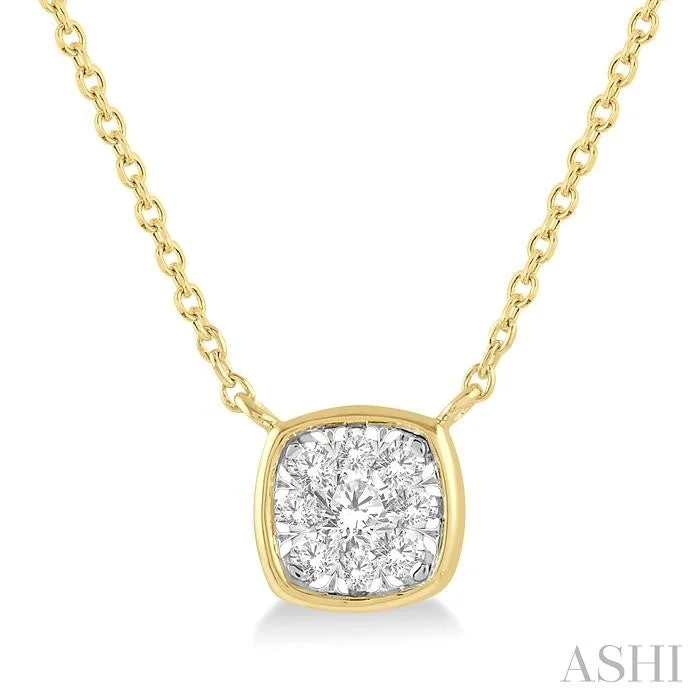 timeless gold necklaces for women -CUSHION SHAPE LOVEBRIGHT ESSENTIAL DIAMOND PENDANT