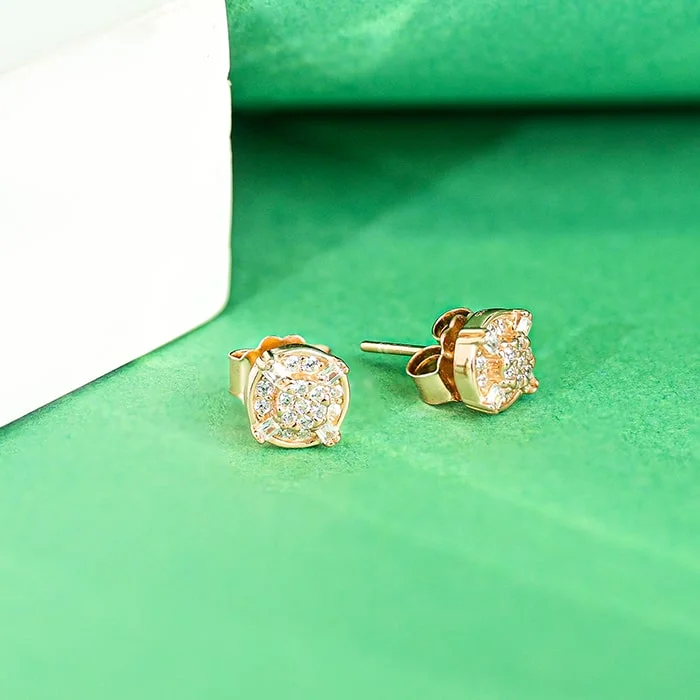 custom crystal earrings for women -Radiant Rose Gold Studs