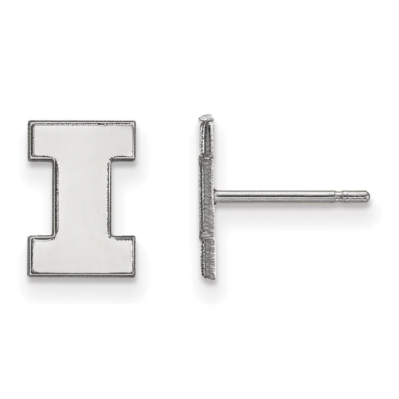 designer earrings for women -Sterling Silver University of Illinois XS (Tiny) 'I' Post Earrings