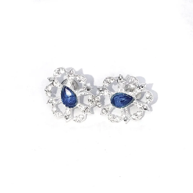 multi-layer earrings for women -Silver Spring Blue Crystal Stud Earrings