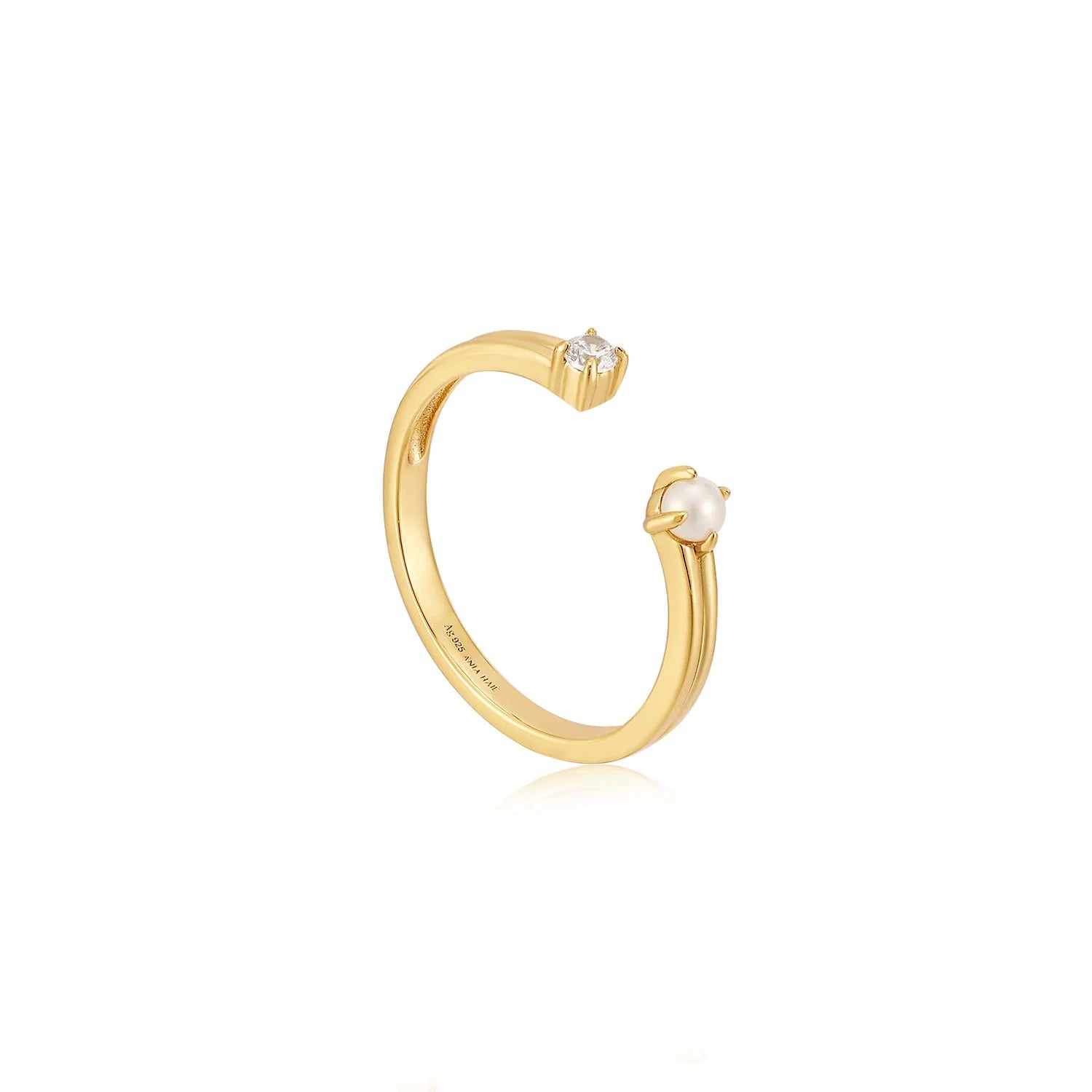 wedding bands for women -Ania Haie Gold Pearl Sparkle Adjustable Ring