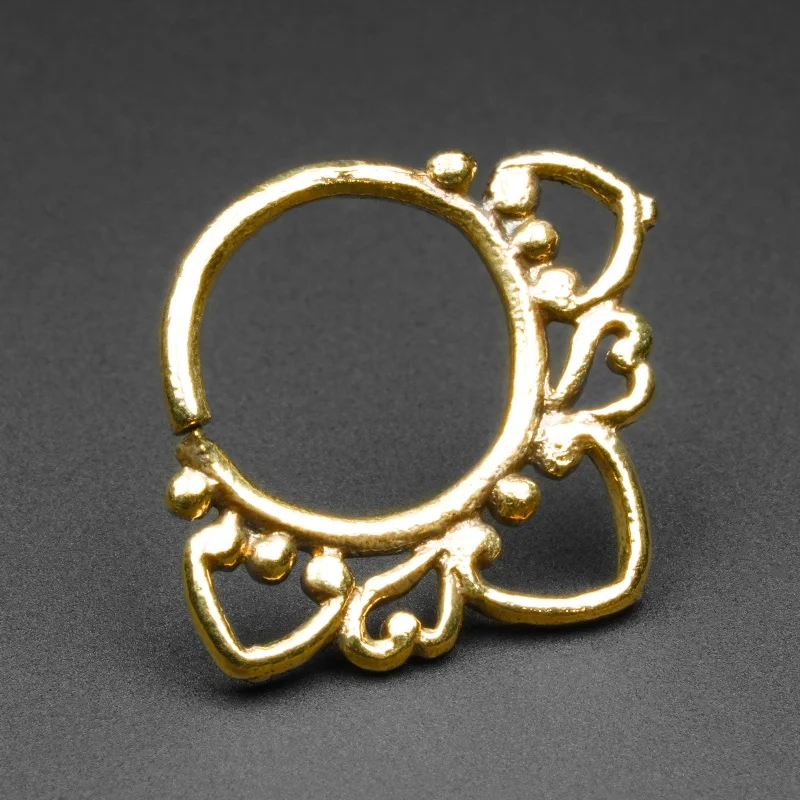 statement gemstone rings for women -Heart Flower Brass Seamless Septum Ring