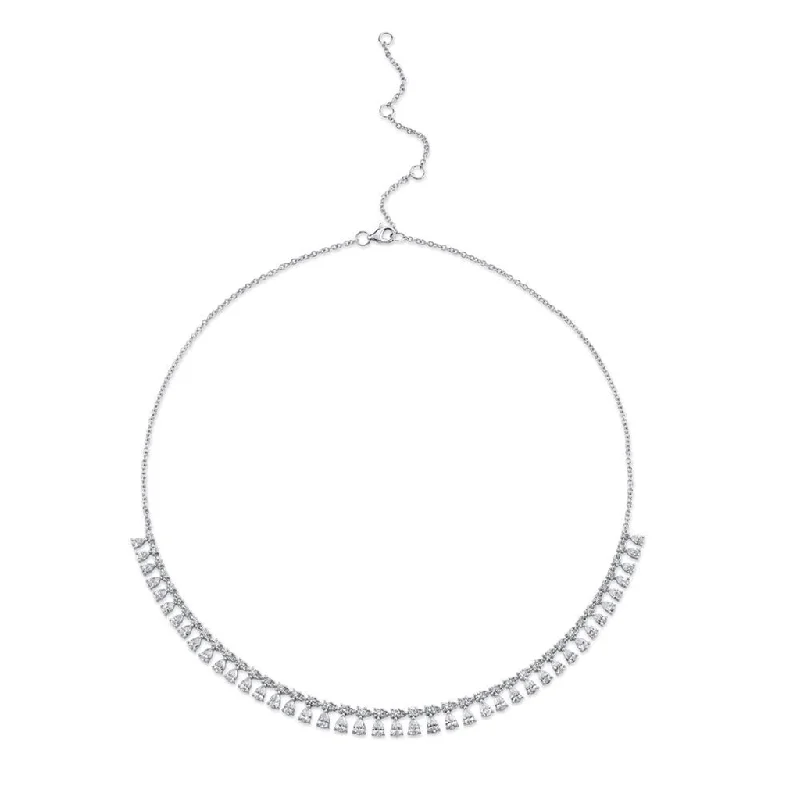 large pendant necklaces for women -Shy 14Kw Diamond Drop Tennis Necklace