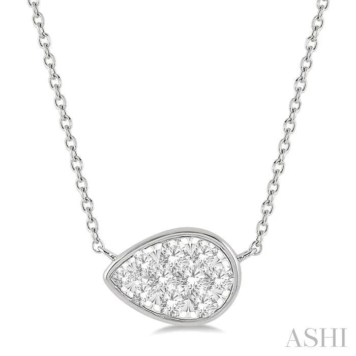 rhinestone necklaces for women -PEAR SHAPE EAST-WEST LOVEBRIGHT ESSENTIAL DIAMOND PENDANT