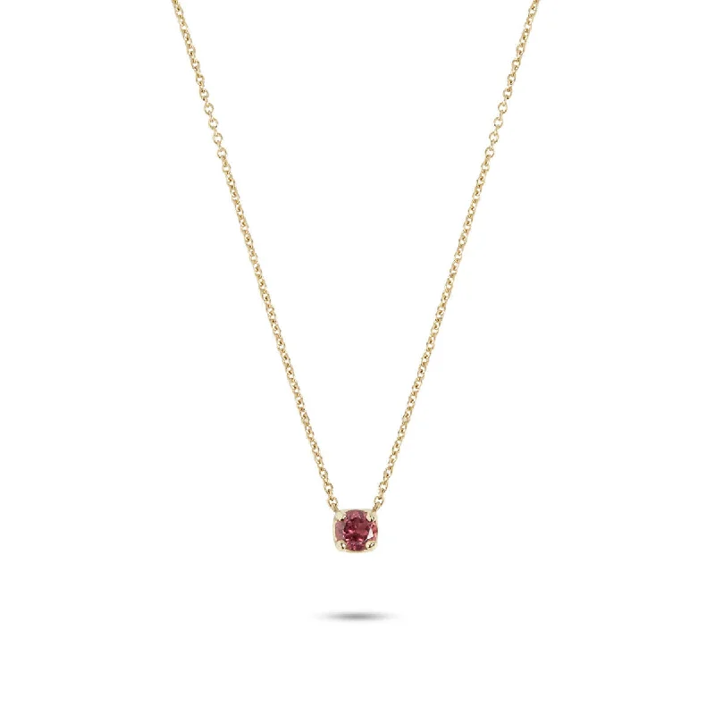 vintage-inspired necklaces for women -Rainbow Red 10K Gold Necklace w. Tourmaline