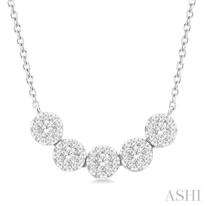 luxury necklaces for women -ROUND SHAPE 5 STONE LOVEBRIGHT ESSENTIAL DIAMOND SMILE NECKLACE