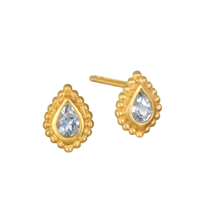 chic earrings for women -Commune with Love Blue Topaz Stud Earring