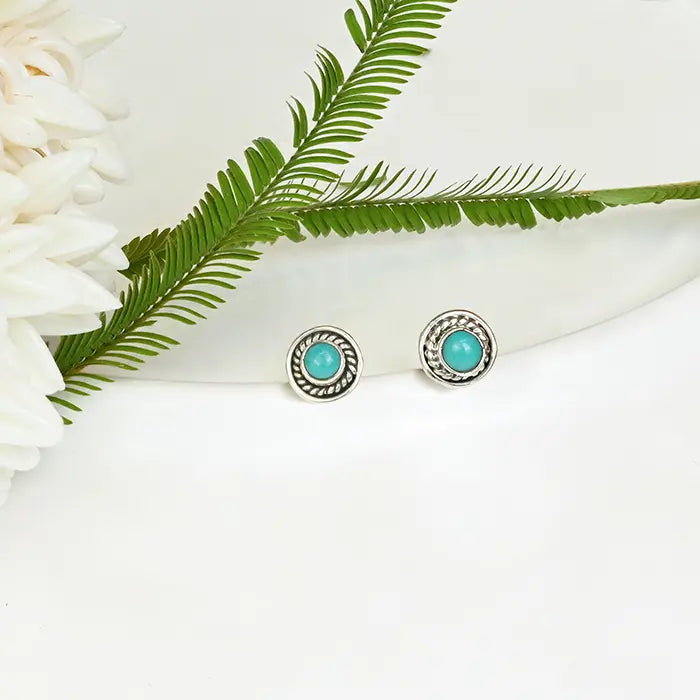 custom earrings for women -Circular Stone Studs