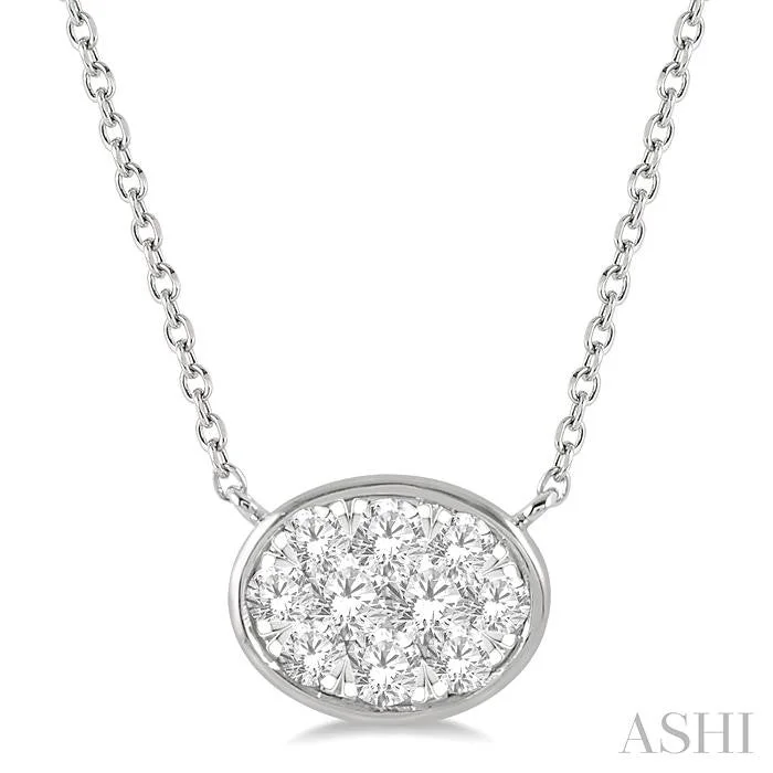 infinity necklaces for women -OVAL SHAPE EAST-WEST LOVEBRIGHT ESSENTIAL DIAMOND PENDANT