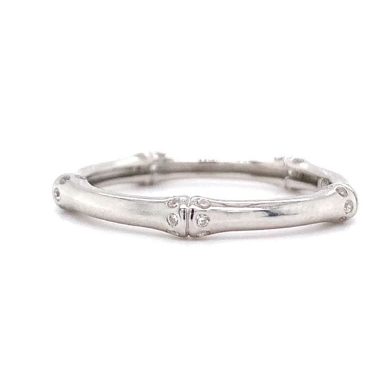 custom diamond rings for women -Sterling Silver Bamboo Bar Ring