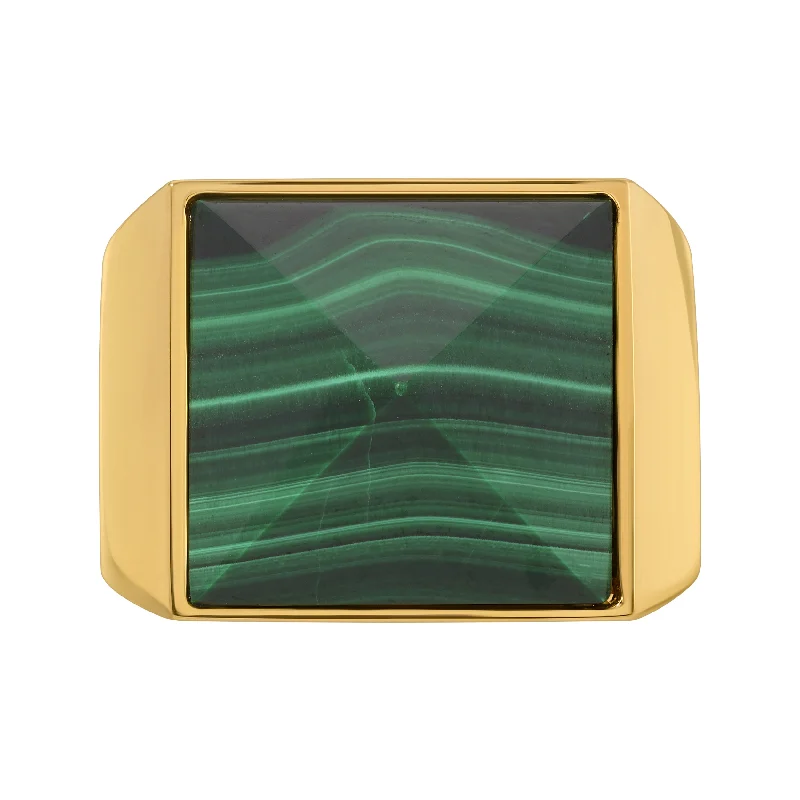 classic rings for women -Pyramid Ring - Malachite Medium