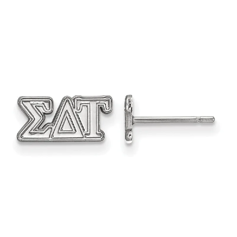 custom name earrings for women -Sterling Silver Sigma Delta Tau XS Greek Letters Post Earrings