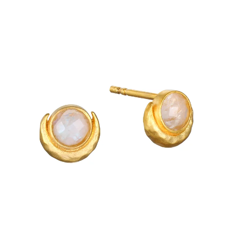 gold drop earrings for women -Cradled in Light Moonstone Earrings