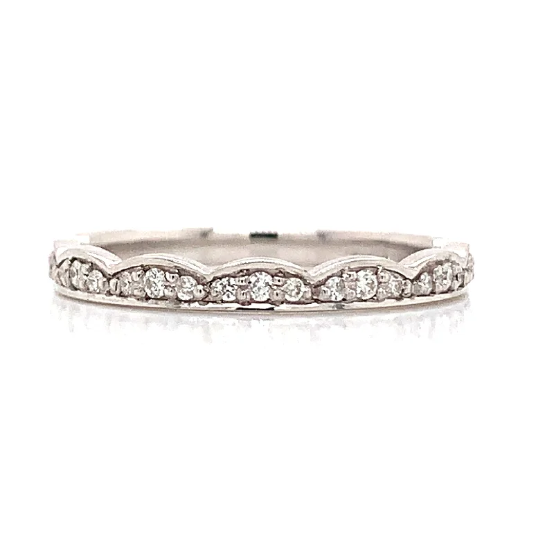 double band rings for women -18ct White Gold Curved Earth Grown Diamond Crown Ring