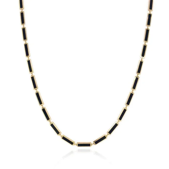 unique chain necklaces for women -14k Gold & Onyx Station Bar Necklace