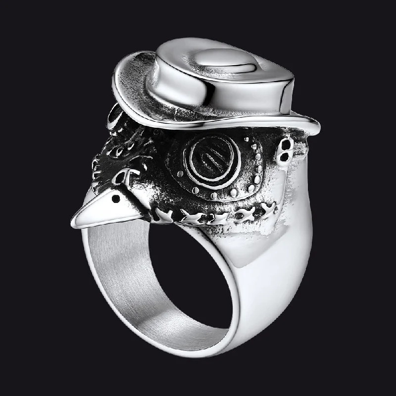 statement rings for women -Plague Doctor Stainless Steel Ring for Men