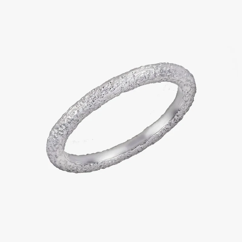 custom rings for women -Vintage Finish Stacking Ring Silver