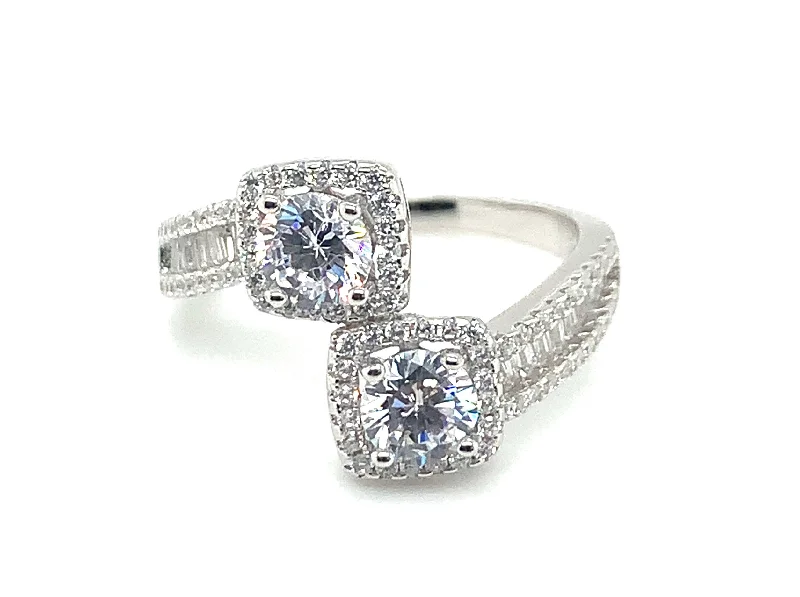 vintage engagement rings for women -Sterling Silver Cz Halo Ring