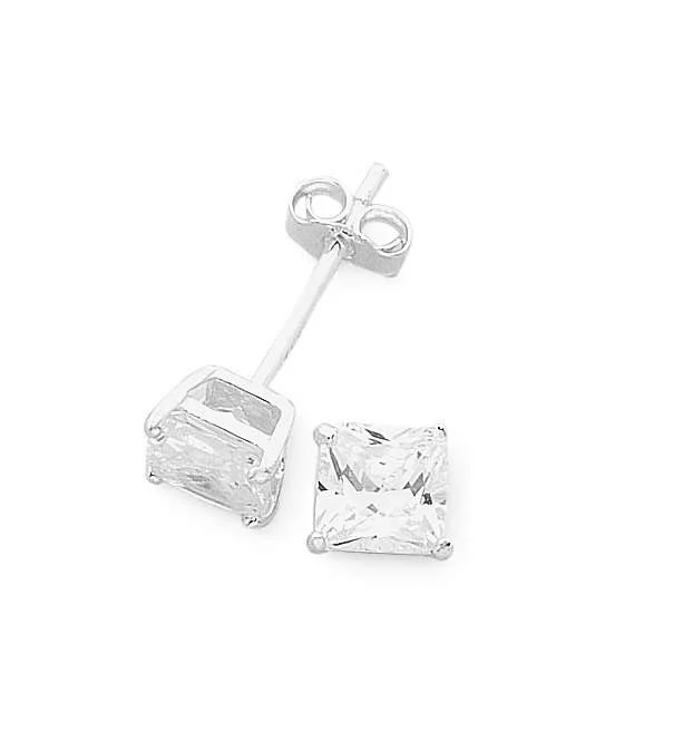 vintage-style earrings for women -Sterling Silver 3mm Cubic Zirconia Stud Earrings