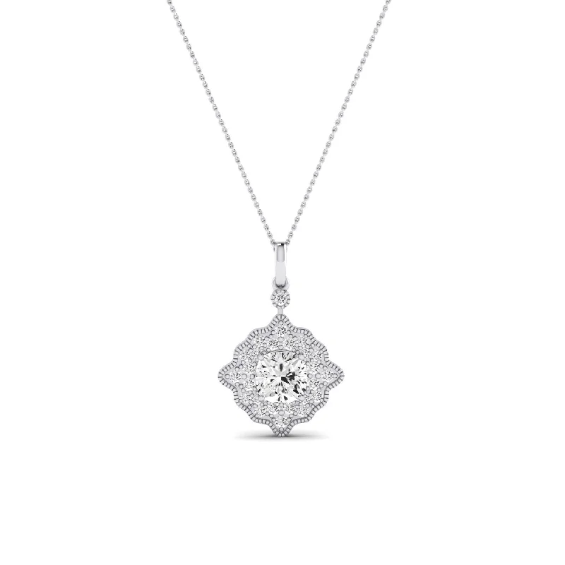 eco-friendly necklaces for women -Sky Cushion Cut Moissanite Halo Necklace