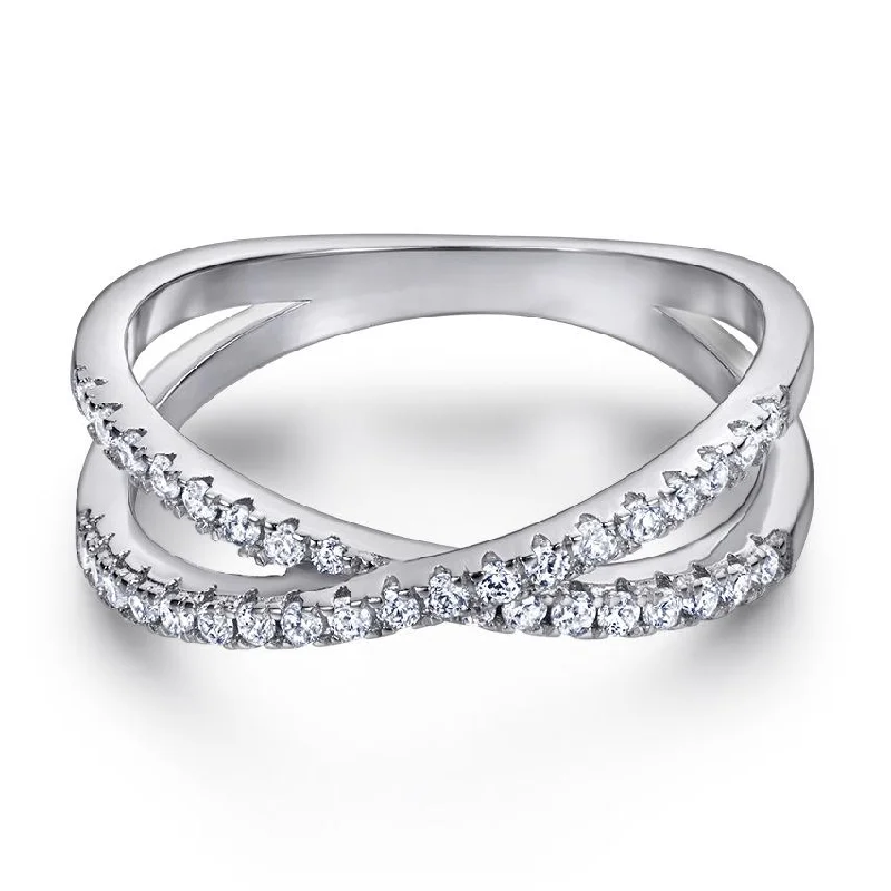 radiant-cut rings for women -Half Eternity Interweave Stackable Ring