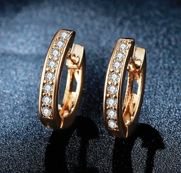 chic crystal earrings for women -Tiniest Channel Set Sparkly CZ Diamond Hoop Earrings