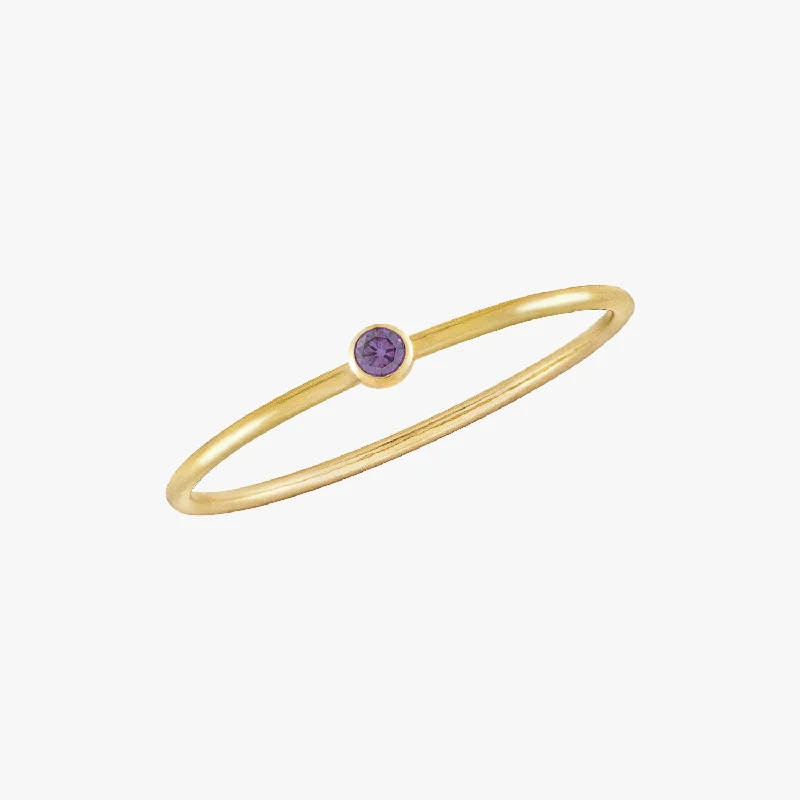 contemporary diamond rings -Mini Amethyst Bezel Ring