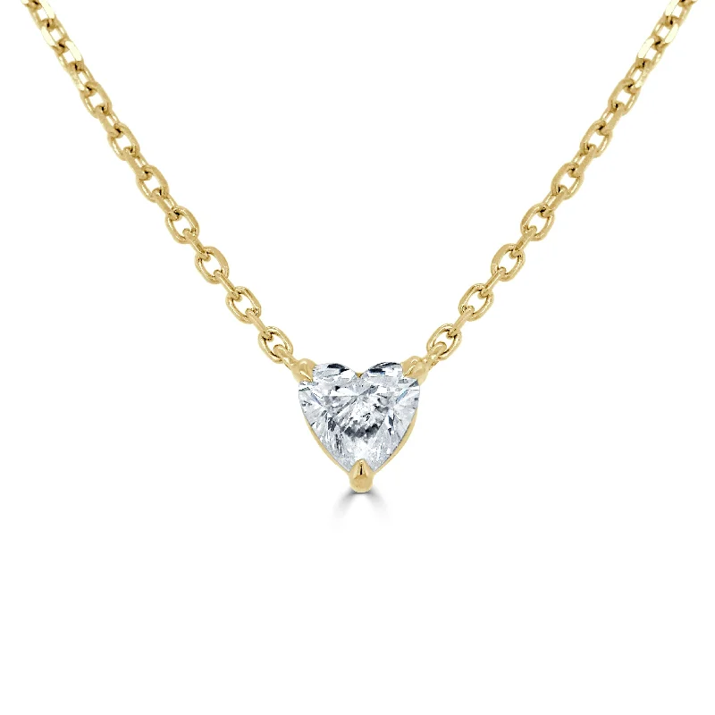 romantic pendant necklaces for women -14k Gold & Heart-Shaped Diamond Necklace